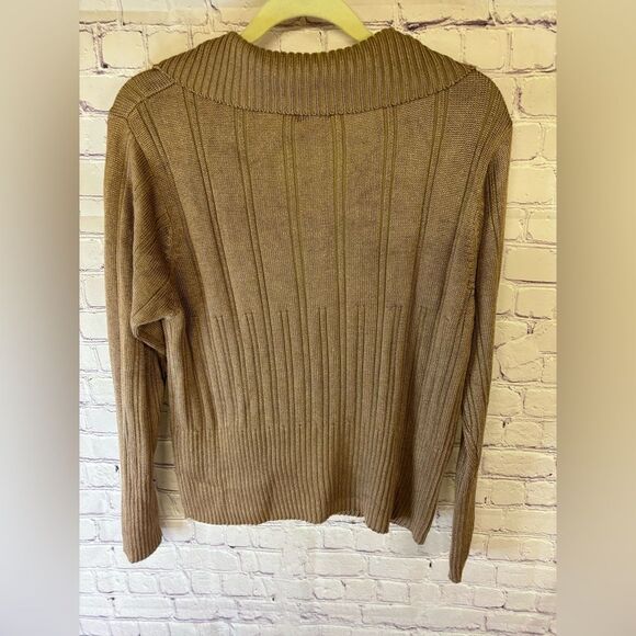 VINTAGE Fia Italia Caramel Tan Handloomed Preppy Academia Knit Sweater Size XL - Picture 5 of 8